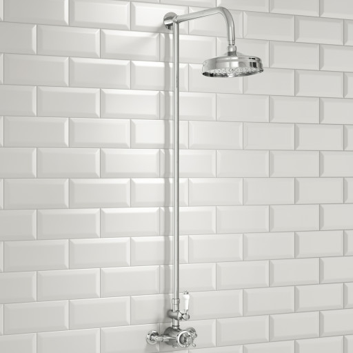 Traditional Thermostatic Rigid Riser Shower with Fixed Head