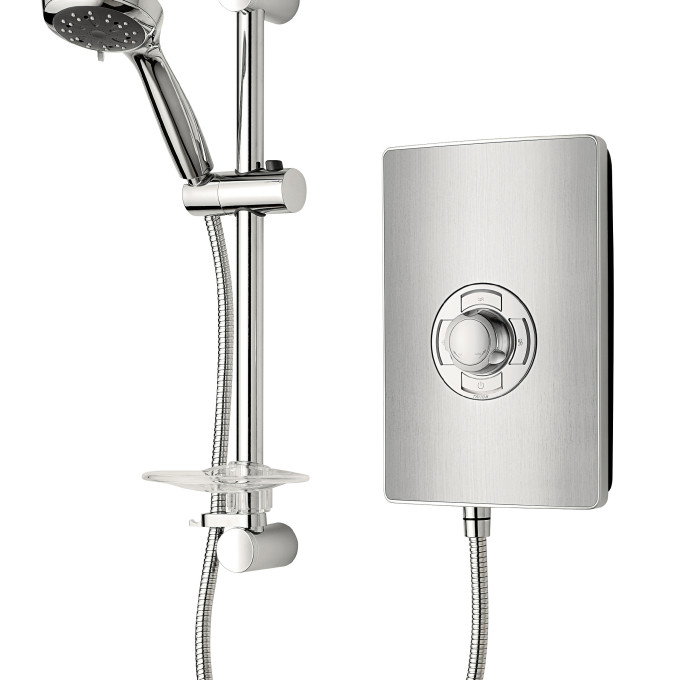 Triton Aspirante 9.5kW Contemporary Electric Shower - Brushed Steel