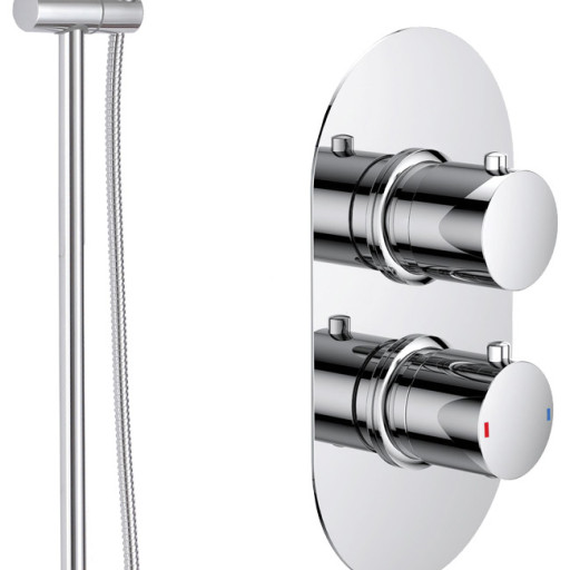 Alessandria Shower Pack Two - Two Outlet Twin Shower Valve with Riser & Overhead Kit