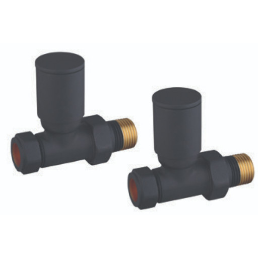 Tailored Black Modern Straight Towel Rail Valves