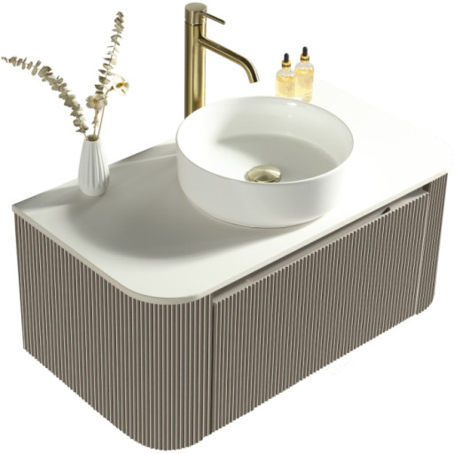 Flauto Fluted Curve Wall Hung Basin Unit 870mm Soft Coffee