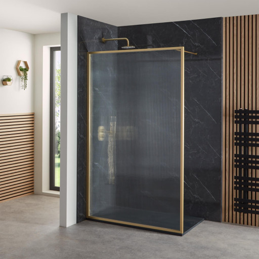 Aquaglass Velar 2000mm High Fluted Glass Walk-In Front Panel