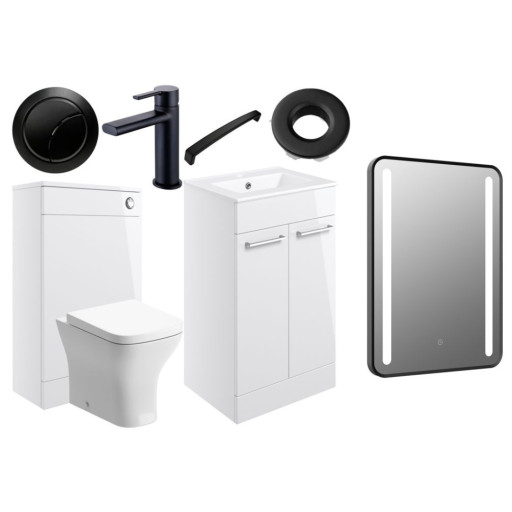 Moderno 510mm F/S Furniture Pack - White Gloss w/Black Finishes