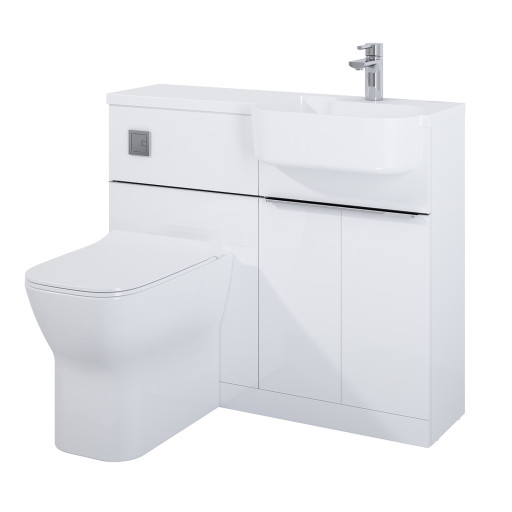 Royo Linea 1000mm Basin And WC Combination Pack White Gloss.