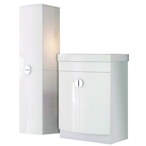 D Shape Furniture Tall Boy Unit Gloss White