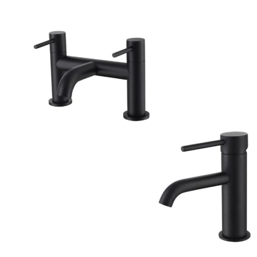 Kartell Kosmo Black Mono Basin Mixer & Bath Filler