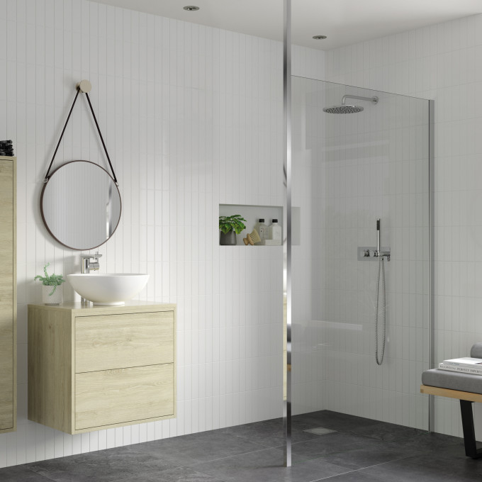 Ninox 1400mm Wetroom Panel & Floor-to-Ceiling Pole