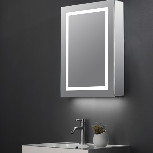 Jemima Single Door LED Mirror Cabinet, Bluetooth & Shaver Socket.