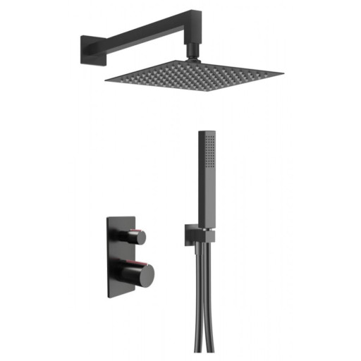 Velar Twin Concealed Shower Pack Black And Copper.