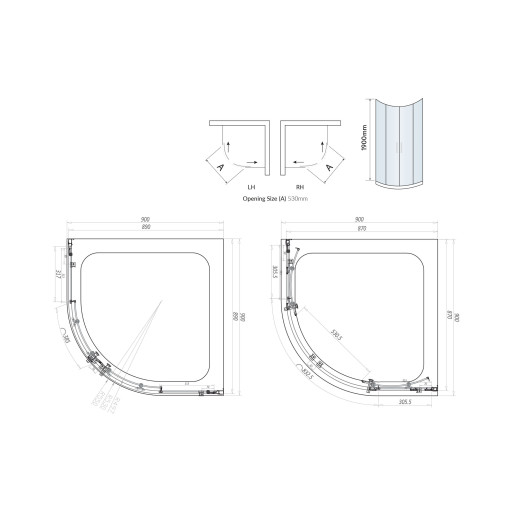 Black Double Door Quadrant