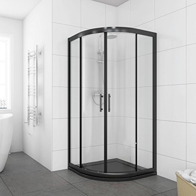 Black Framed Double Door Off Set Quadrant 1000mm x 800mm.