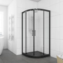 Black Framed Double Door Off Set Quadrant 1000mm x 800mm.