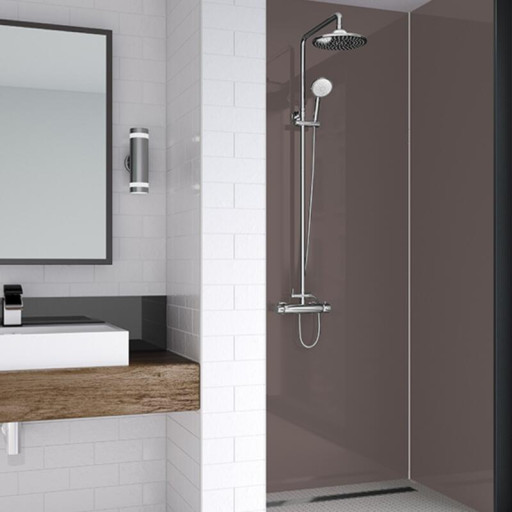 Showerwall Mocha Acrylic 900mm – Square Edge.