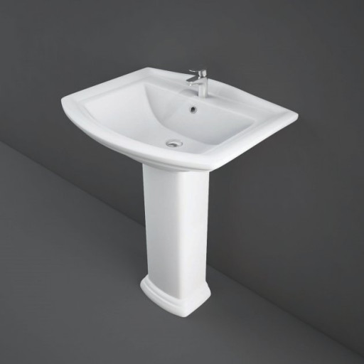 RAK Washington Basin and Full Pedestal 650mm Wide - 1 Tap Hole