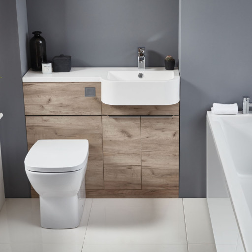 Royo Linea 1000mm Basin And WC Combination Pack Oak.