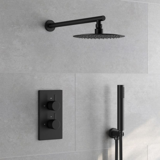 Mineral Round  Shower Pack - Matt Black