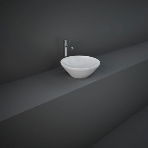 RAK Variant Round Countertop Wash Basin 360mm Wide 0 Tap Hole - Alpine White