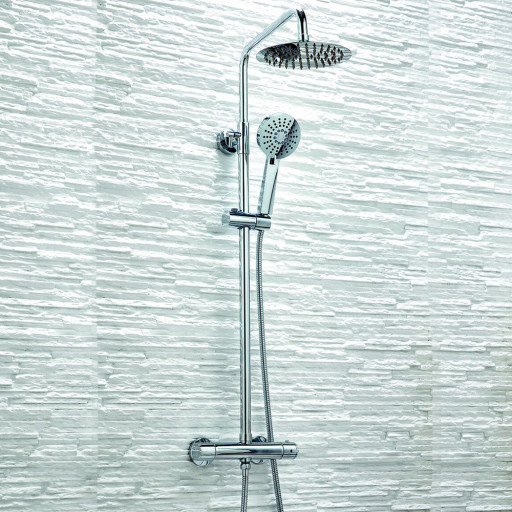 Serena Chrome Round Rigid Riser Shower Set