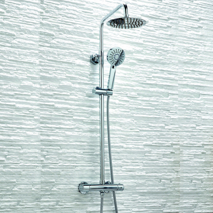 Serena Chrome Round Rigid Riser Shower Set