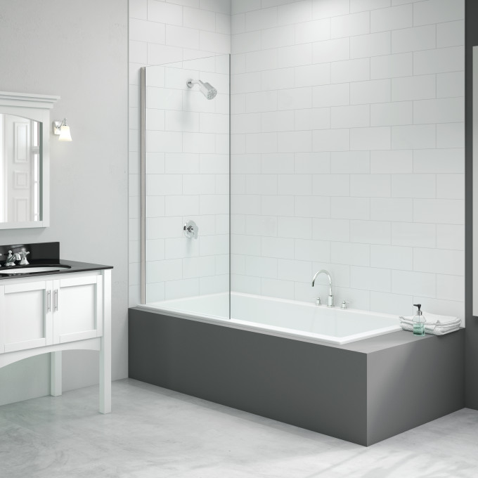 Merlyn 800x1500mm Single Fixed Square Bath Screen