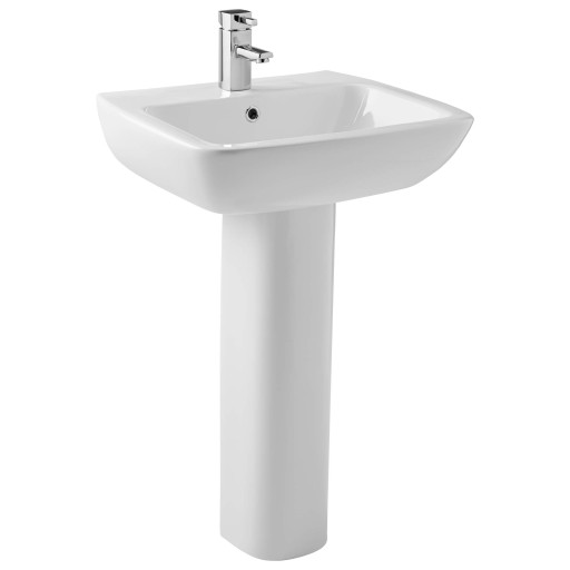 Kartell K-Vit Korsika 550mm 1 Tap Hole White Basin With Pedestal