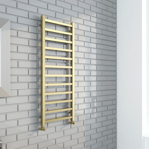 Mineral Brushed Brass Square Designer Towel Radiator 1200mm x 500mm