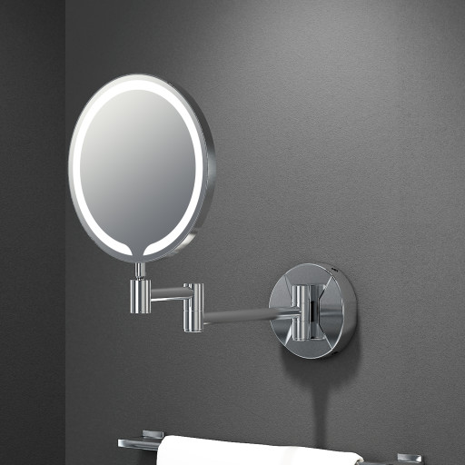 Penny Round LED Make Up Mirror - 8" Chrome.