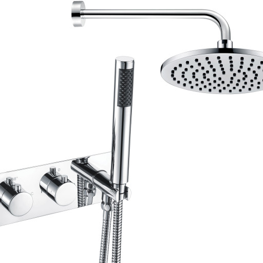 Darlo Shower Pack One - Two Outlet Twin Shower Valve with Handset & ABS Overhead