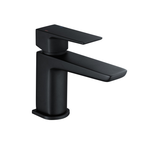 Moon Mini Mono Basin Mixer with Clicker Waste in matt black