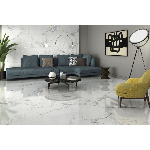 Artico 600mm x 600mm White Marble Effect Tiles.