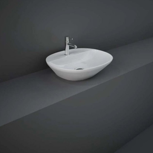 RAK Variant Oval Countertop Wash Basin 500mm Wide 1 Tap Hole - Alpine White