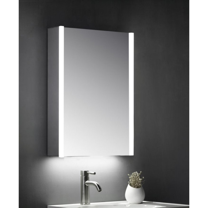 Eden Single Door Mirror Cabinet LED Side Strips w. Sensor Switch & Shave Socket