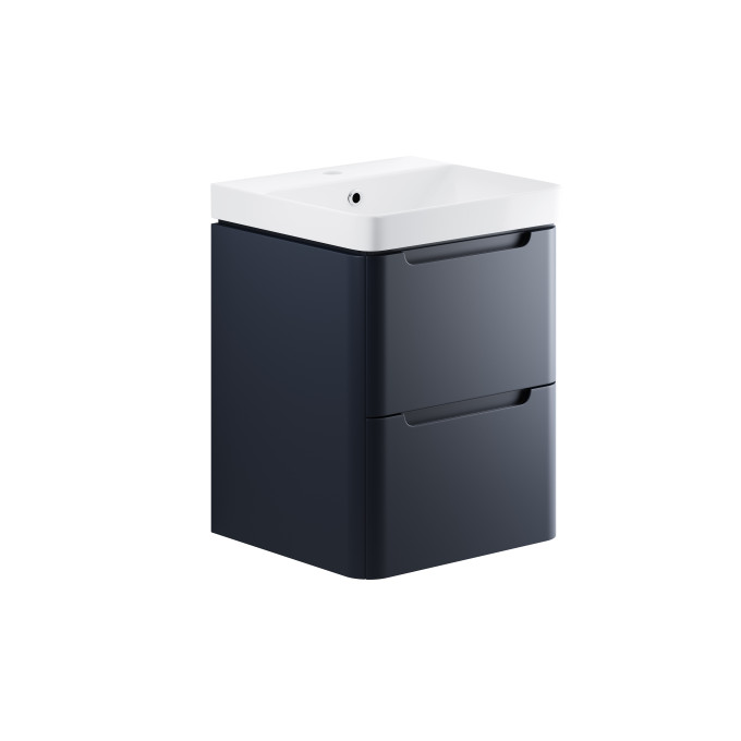 Duomo 500mm 2 Drawer Wall Hung Cloakroom Basin Unit - Matt Indigo