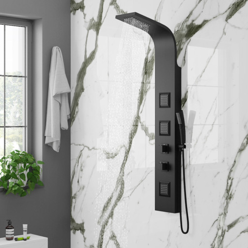 Stream Black Thermostatic Shower Panel.