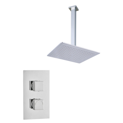 Square Concealed Thermostatic 2 Handle 1 Way Shower Kit (Ceiling  Kit)