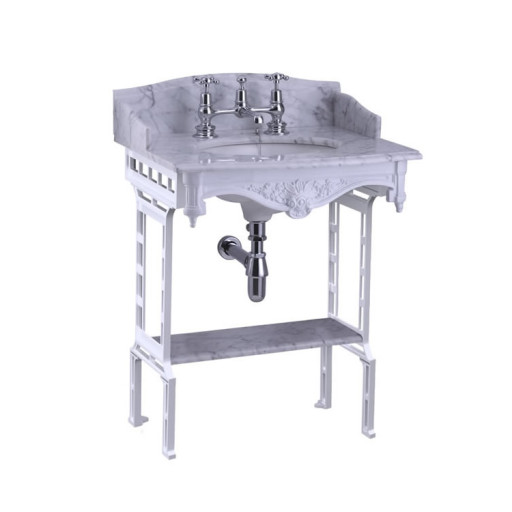 Burlington Sarah - White Carrara Marble, White Aluminium Wash Stand.