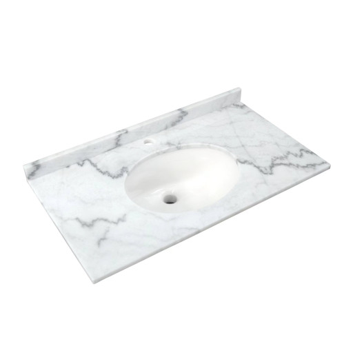 Washington 800 White Marble Countertop inc Basin, 1TH