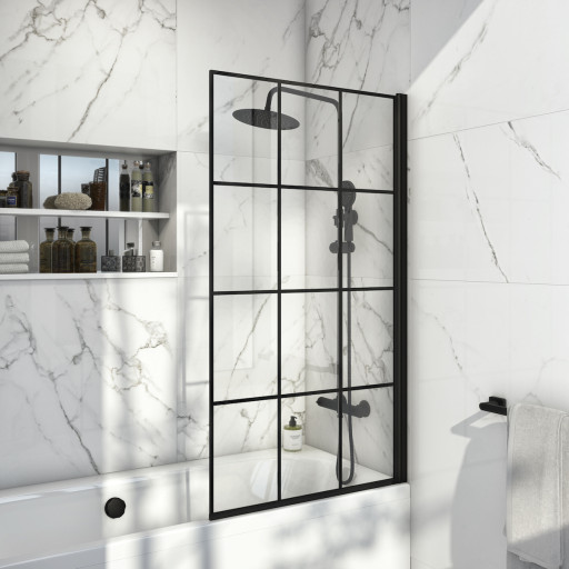 Black Grid Bath Screen