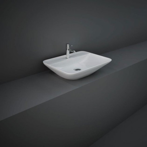 RAK Variant Rectangular Countertop Wash Basin 550mm Wide 1 Tap Hole - Alpine White