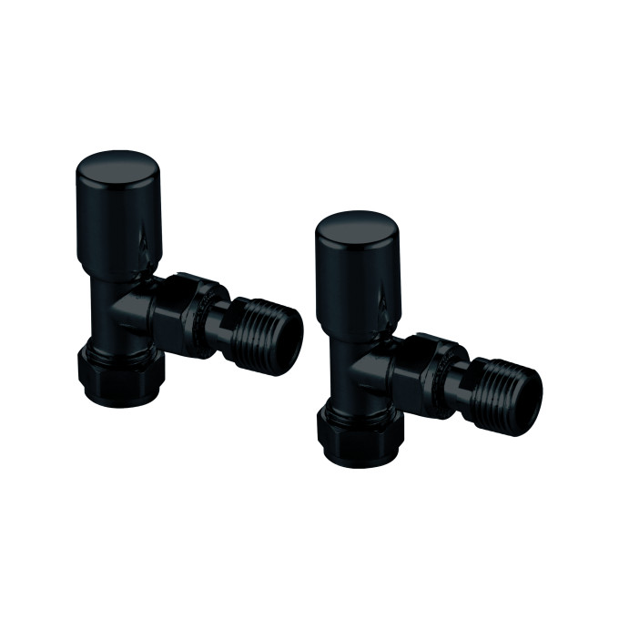 Black Modern Towel Rail Valves Angled (Pair)