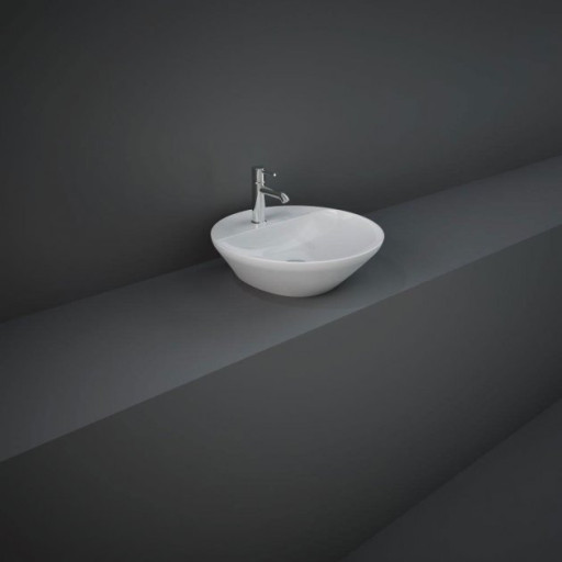 RAK Variant Round Countertop Wash Basin 420mm Wide 1 Tap Hole - Alpine White