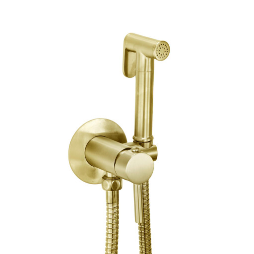 Douche Handset, Flexi, Holder and Outlet Elbow Brushed Brass