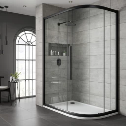 Offset quadrant shower enclosures