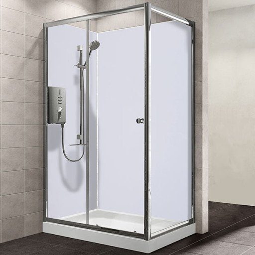 1.2m Wide Platinum White Gloss UPVC Shower Panel.