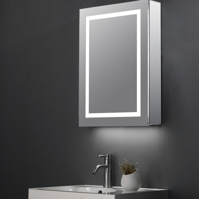 Patrick Single Door LED Mirror Cabinet w. Demist, Shaver Point & USB Charger