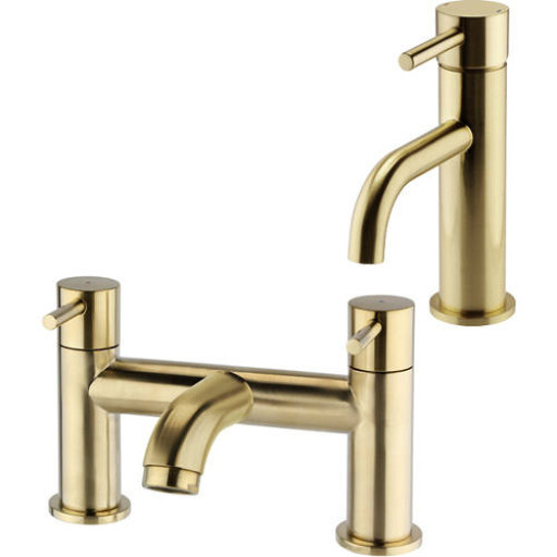 Kartell Palazzo Brushed Brass Mono Basin Mixer & Bath Filler