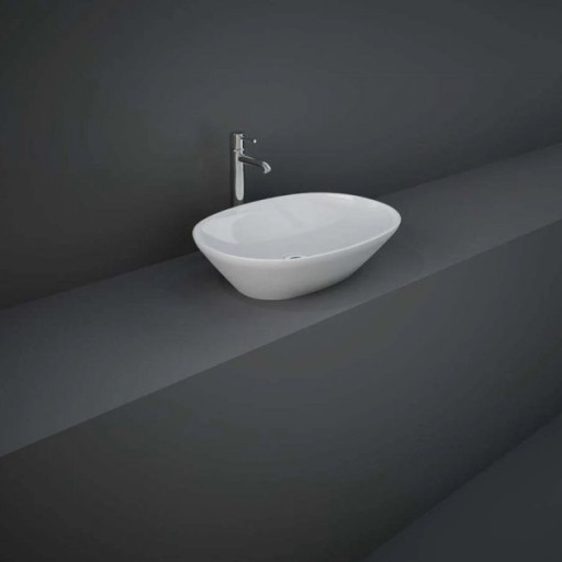 RAK Variant Oval Countertop Wash Basin 500mm Wide 0 Tap Hole - Alpine White