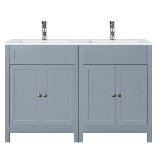 Turin Twin Vanity Unit 1200mm - Tailored Grey