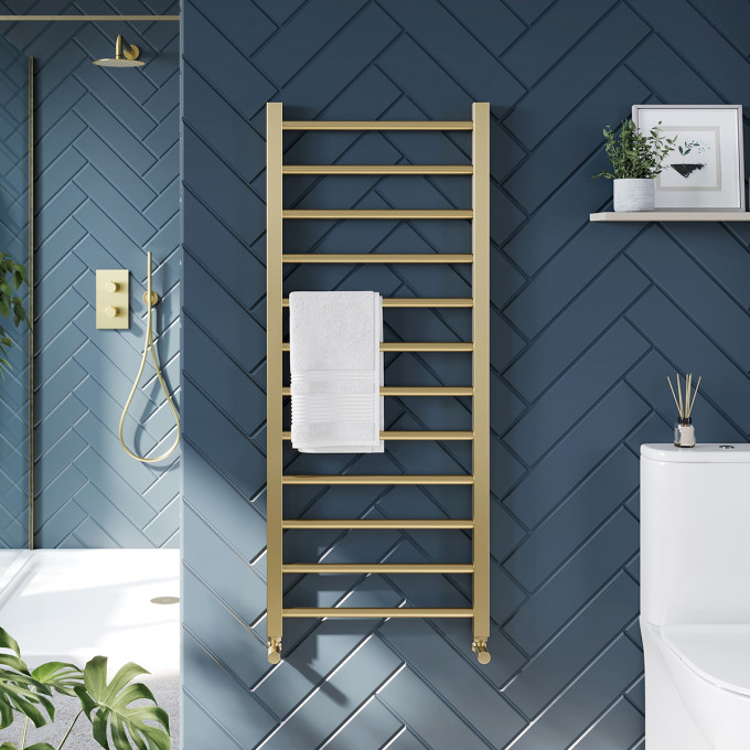 Vibe Brushed Brass Designer Towel Rail