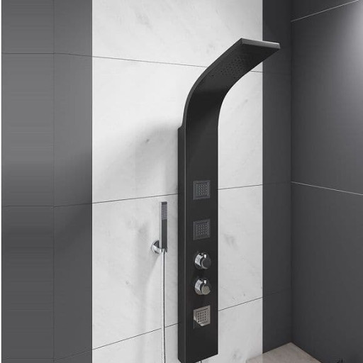 Aluba Black Thermostatic Shower Panel.